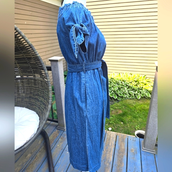 J. Crew Blue Denim Off-Shoulder Dress - Picture 7 of 9